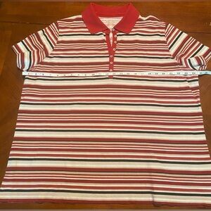 St. Johns Bay Womens 2X short sleeve red striped collared polo shirt